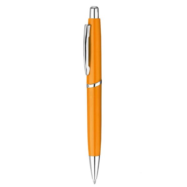Penna in plastica con meccanica a pulsante personalizzata colore arancione