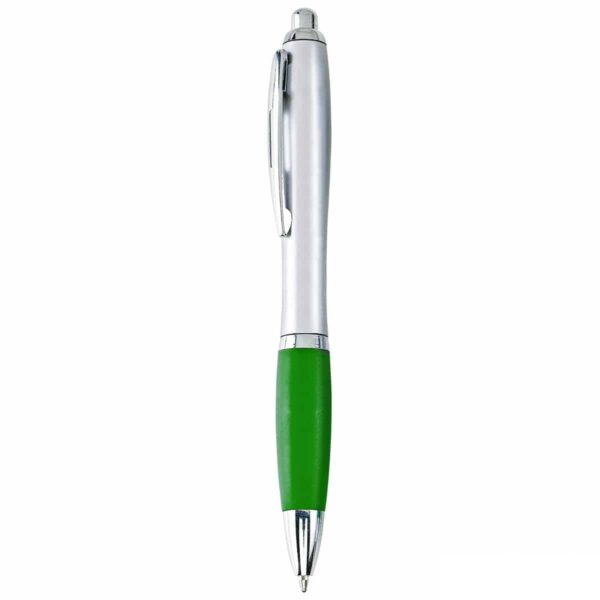 Penna economica personalizzata fusto silver impugnatura verde