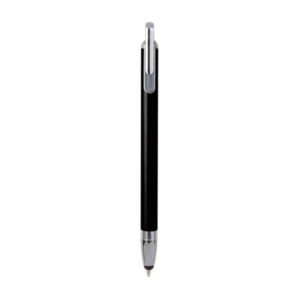 Penna touch screen con fusto interamente in metallo e puntale in plastica colore nero