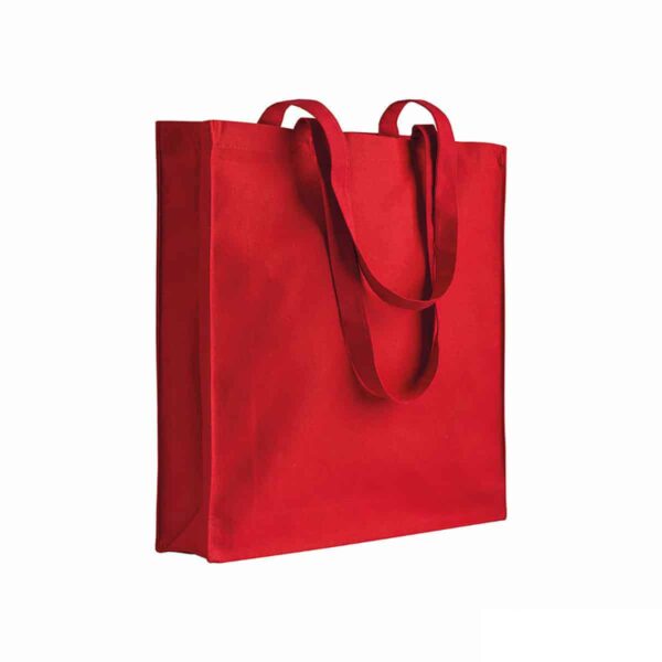borsa rossa in cotone canvas con soffietto