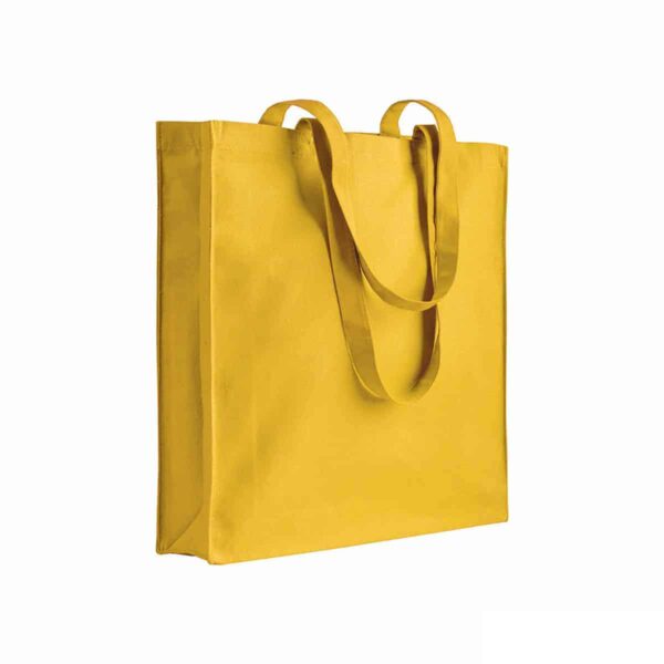 shopper gialla con soffietto in canvas