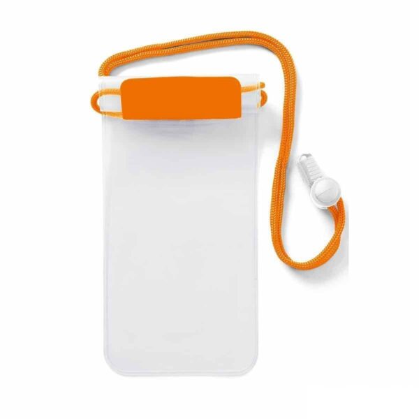 Porta cellulare impermeabile personalizzato con logo colore arancione fluo