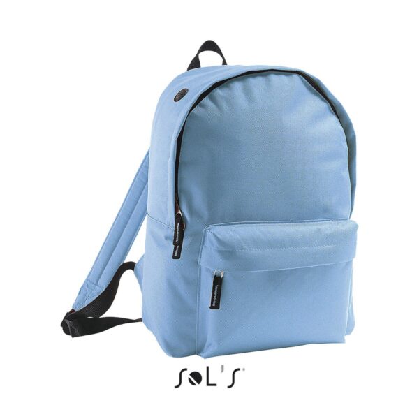 zaino celeste con tasca frontale con zip