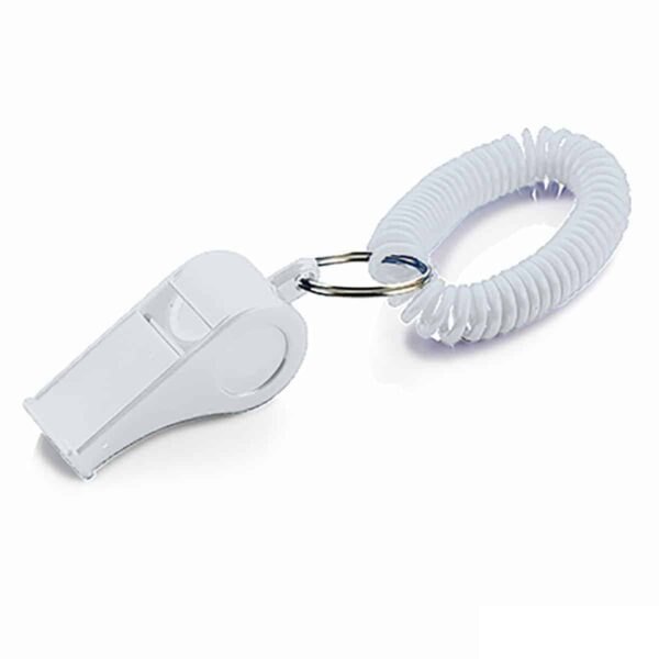 fischietto personalizzato di colore bianco con bracciale a molla