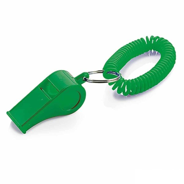 fischietto personalizzato verde con bracciale a molla - gadget per feste e tifo