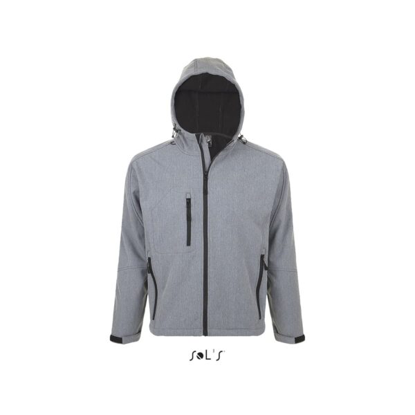 softshell grigio con cappuccio da uomo