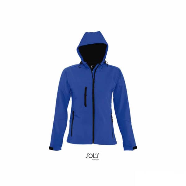 giubbino softshell blu royal con cappuccio