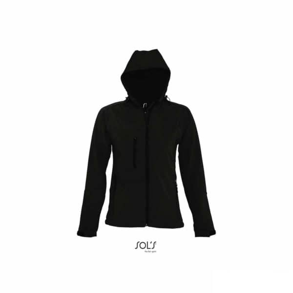 softshell nero con cappuccio femnminile