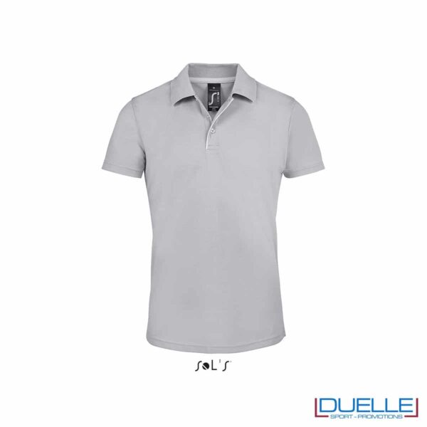 polo personalizzata sportiva in poliestere traspirante colore rosso, polo personalizzata, abbigliamento sportivo personalizzato colore grigio