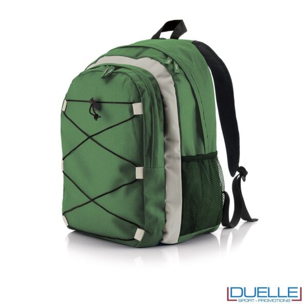 zaino personalizzato montagna colore verde, gadget sport trekking. Zaino tipo north face