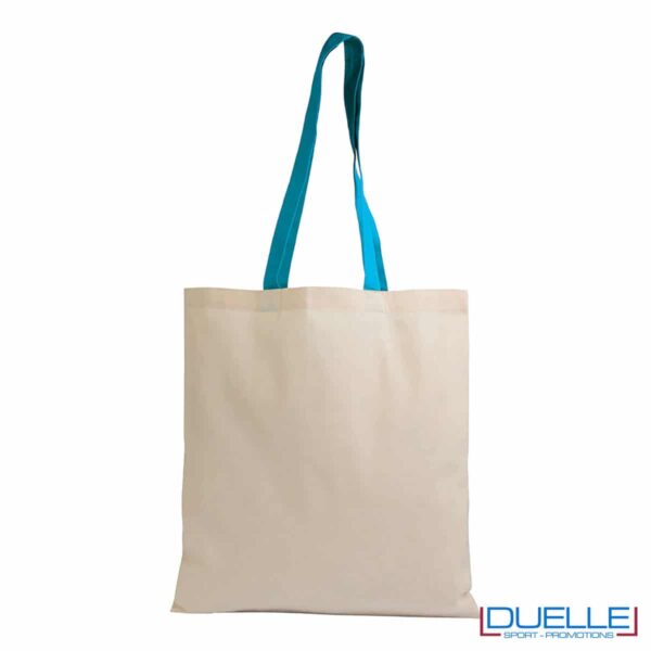 shopper 135g/m² con manici azzurri