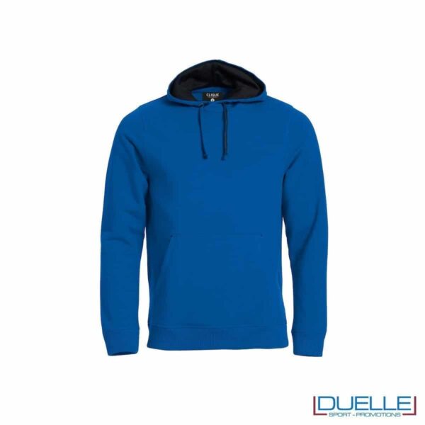 Felpa con cappuccio foderato e marsupio personalizzata colore blu royal
