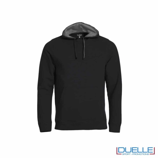Felpa con cappuccio foderato e marsupio personalizzata colore nero