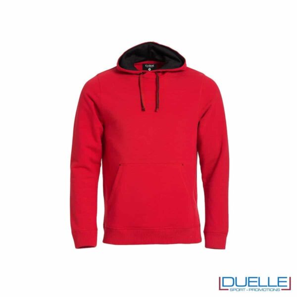 Felpa con cappuccio foderato e marsupio personalizzata colore rosso