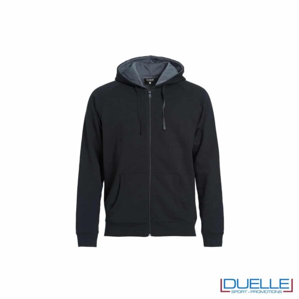 felpa personalizzata full zip con tessuto melange in colore nero