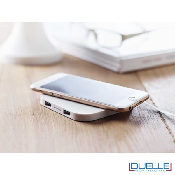 Pratica base di ricarica personalizzata wireless per smartphone colore bianco