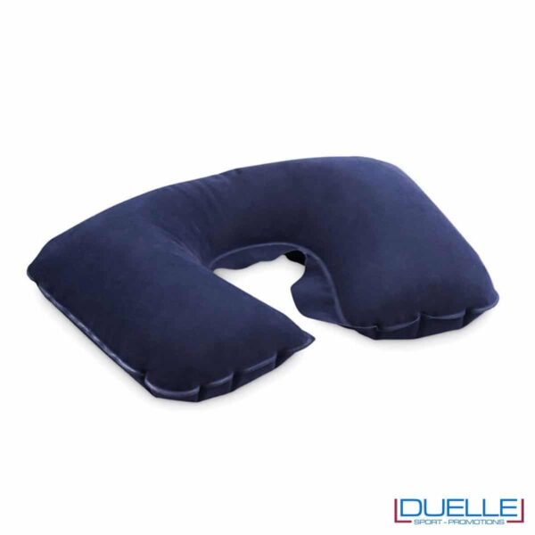 Cuscino viaggio con busta in velluto colore blu