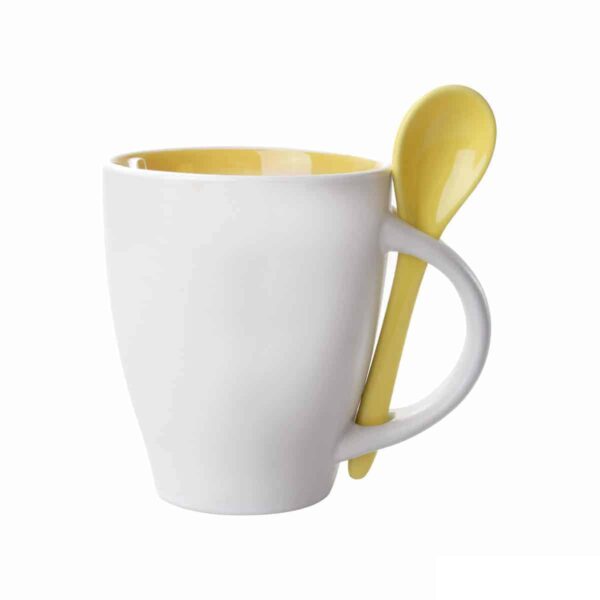 tazza con interno e cucchiaino giallo
