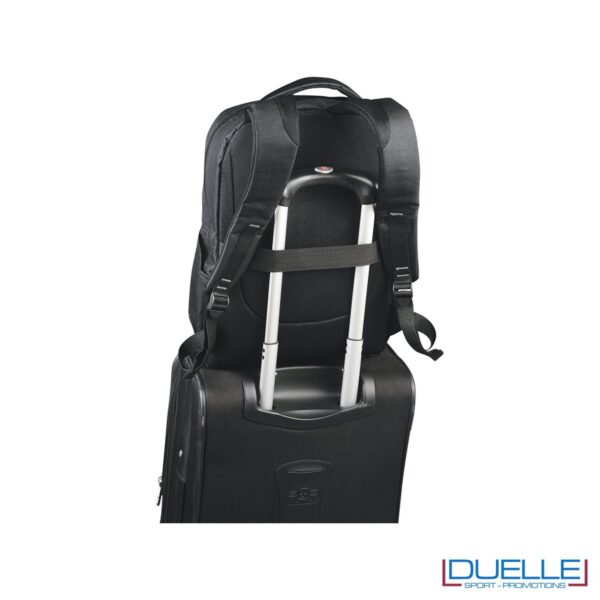 Zaino porta laptop con schienale imbottito e comoda fascia per aggancio al trolley