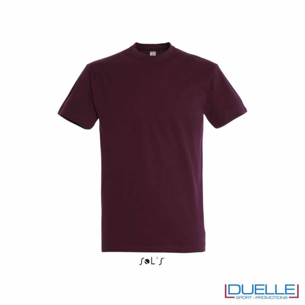 Maglietta promozionale in cotone pesante ROSSO BORDEAUX personalizzata con stampa o ricamo