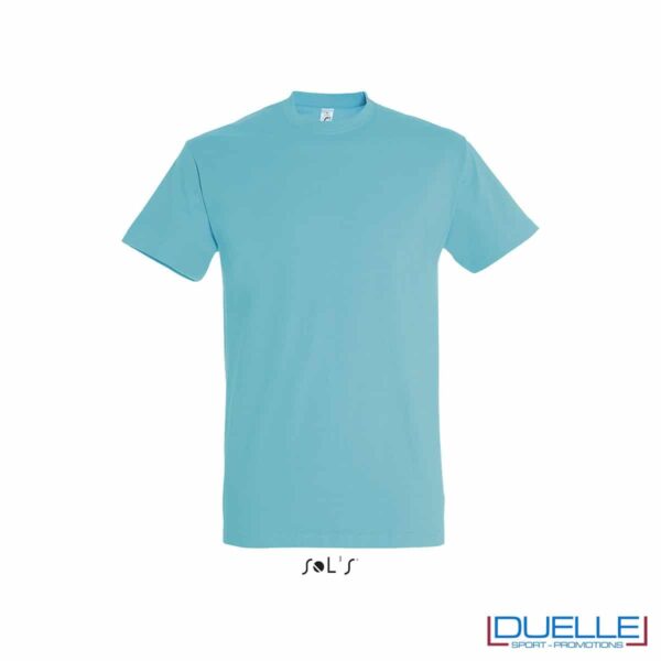 T-shirt in cotone pesante blu atollo personalizzata con stampa o ricamo