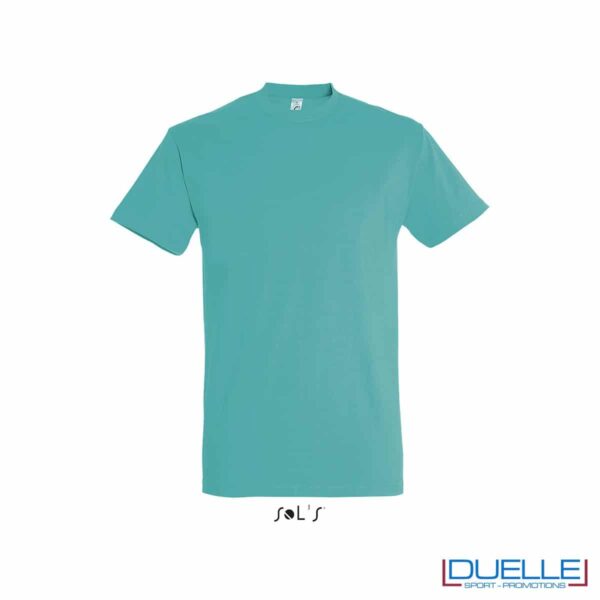 Maglietta in cotone pesante blu caraibi personalizzata con stampa o ricamo