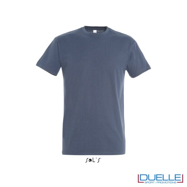 Maglietta personalizzata in cotone pesante colore denim personalizzata con stampa o ricamo