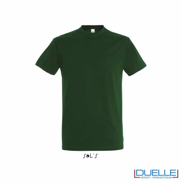 T-shirt promozionale in cotone pesante colore verde bottiglia personalizzata con ricamo o stampa