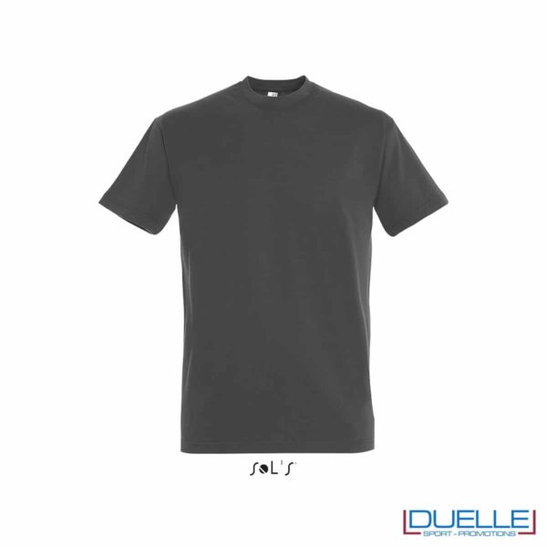 Tshirt in cotone pesante grigio scuro personalizzata con stampa o ricamo