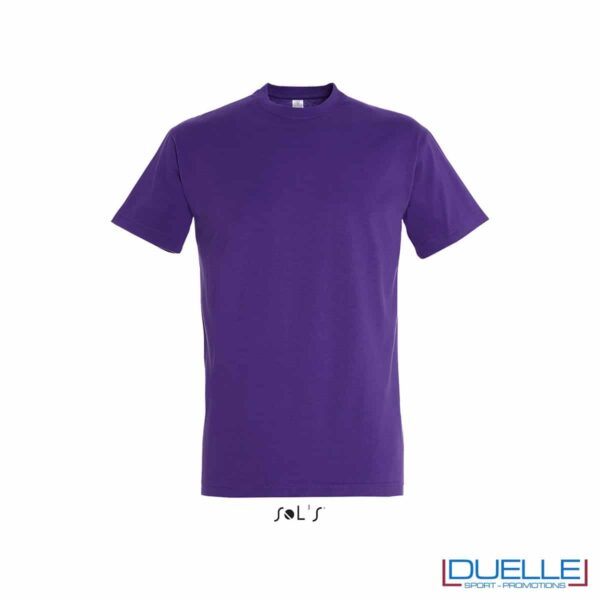 Maglietta promozionale in cotone pesante colore viola scuro personalizzata con ricamo o stampa