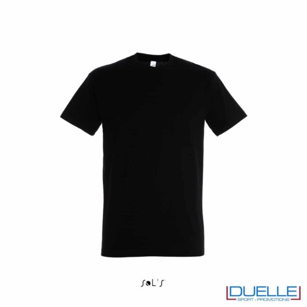 Maglietta promozionale in cotone pesante colore nero personalizzata con ricamo o stampa