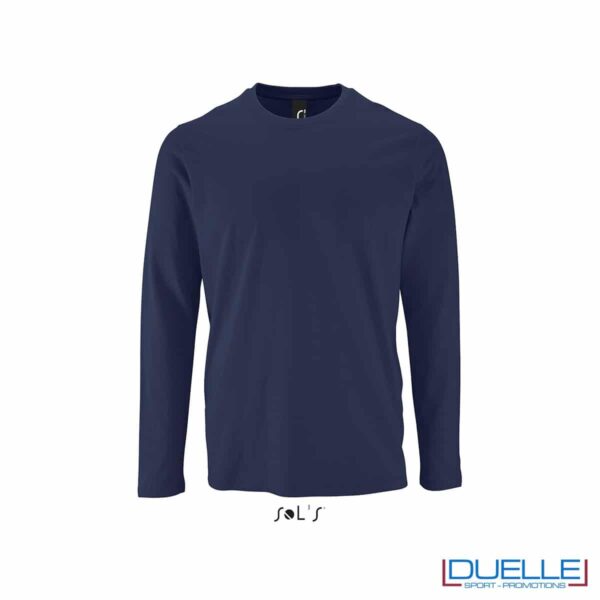Maglietta manica lunga uomo personalizzata colore blu oltremare