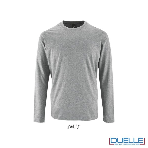 Maglietta manica lunga uomo personalizzata colore grigio melange