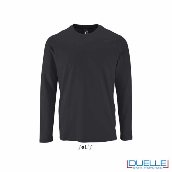 T-shirt manica lunga uomo personalizzata colore grigio topo