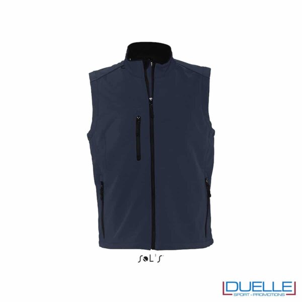 Gilet softshell colore blu oltremare personalizzato con stampe o ricami