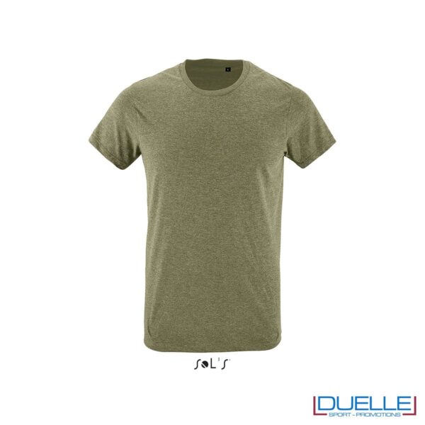 Tshirt girocollo personalizzata slim fit colore kaki melange