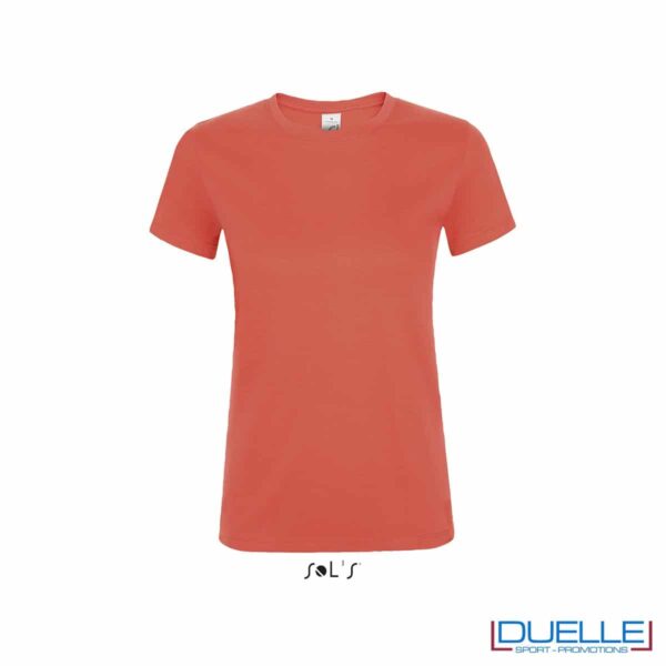 tshirt promozionale da donna in colore corallo