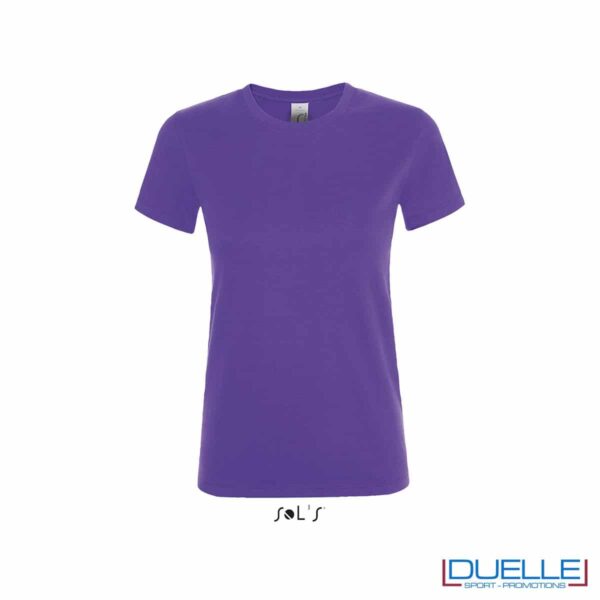 T-shirt donna girocollo personalizzata colore viola
