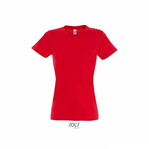 maglia rossa girocollo e cotone femminile