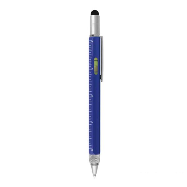 Penna con bolla righello e cacciavite personalizzata colore blu