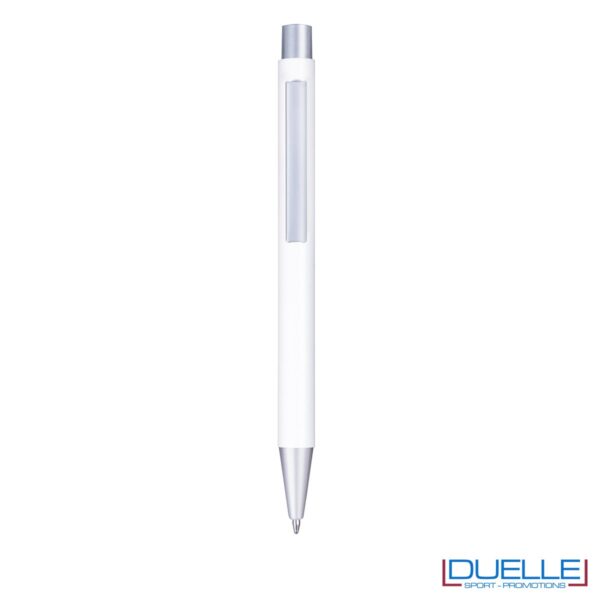Penna in metallo personalizzata con incisione laser colore bianco