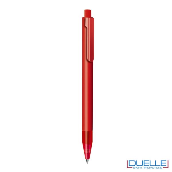 Penna personalizzata con fusto in plastica finitura satinata e puntale soft touch colore rosso