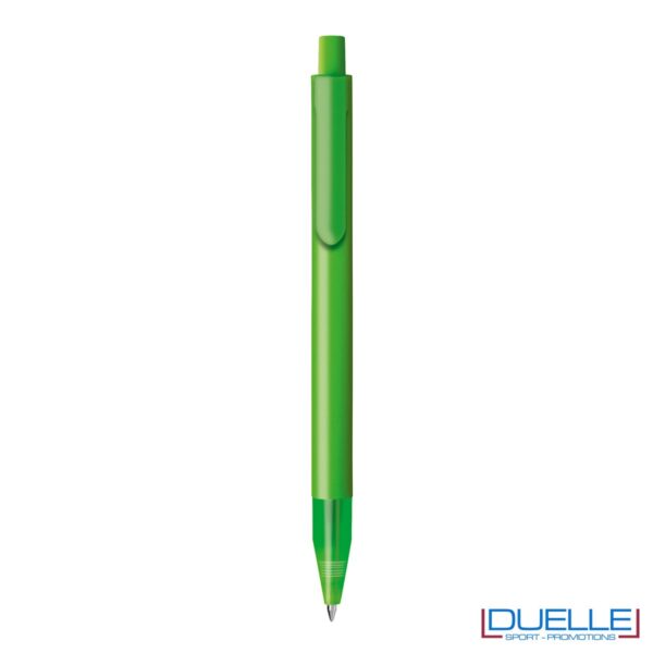 Penna personalizzata con fusto in plastica finitura satinata e puntale soft touch colore verde chiaro
