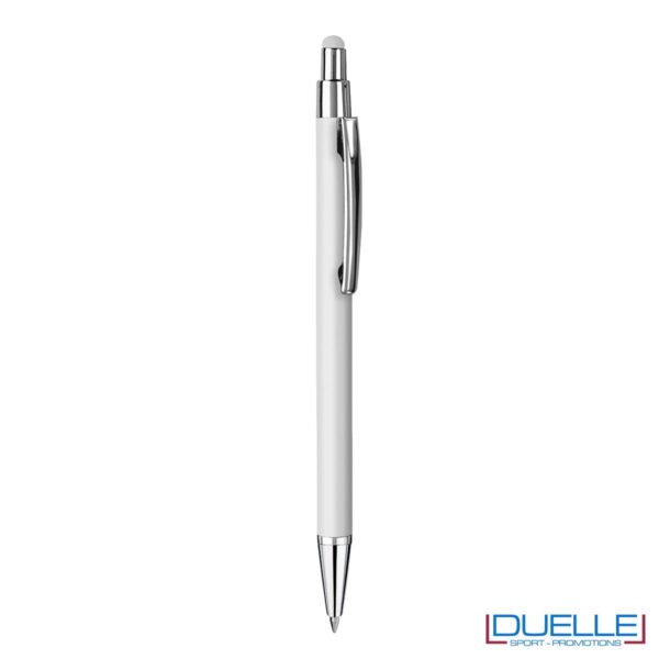 Penna personalizzata finitura soft touch colore bianco