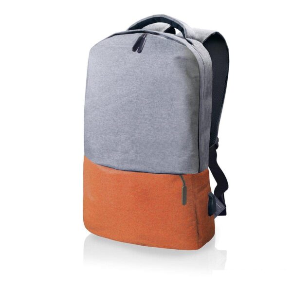 Zaino porta computer personalizzato con cavo USB interno colore grigio e arancione