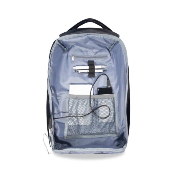Organizer e cavo USB con uscita laterale per lo zaino antitaccheggio promozionale