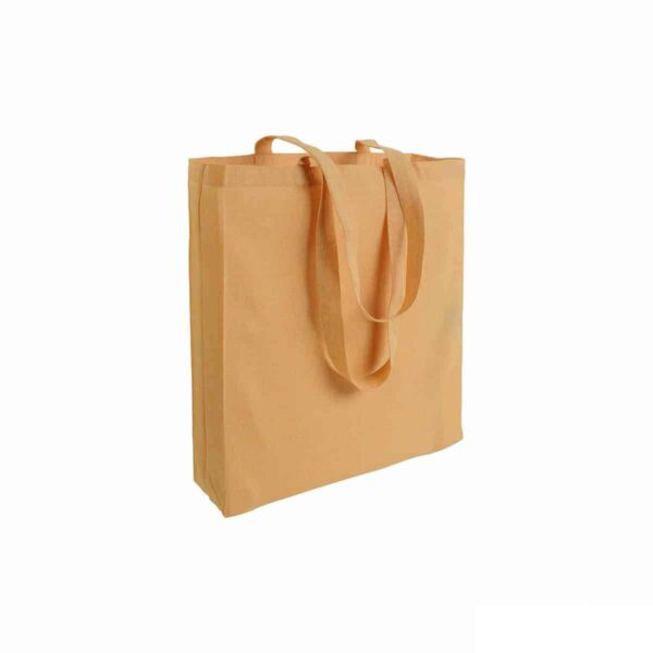 Shopper con soffietto in cotone riciclato personalizzata colore giallo effetto melange
