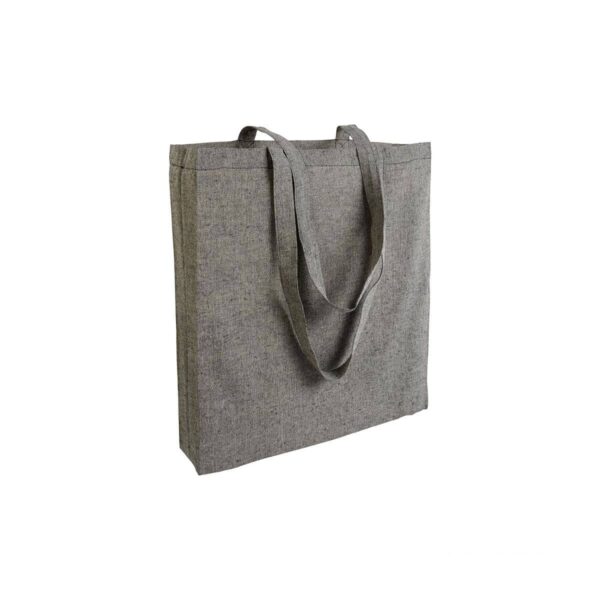 Shopper con soffietto in cotone riciclato personalizzata colore nero effetto melange