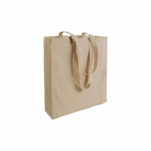 Shopper con soffietto in cotone riciclato personalizzata neutra