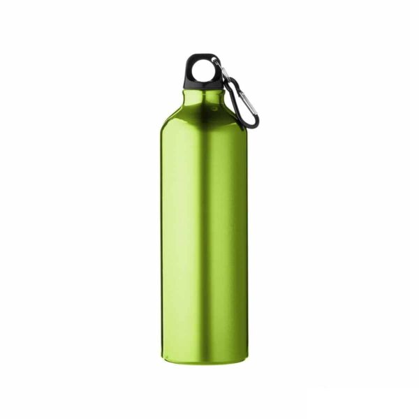 Borraccia in alluminio personalizzata con incisione laser. Borraccia con moschettone, capacità 770 ml, colore verde